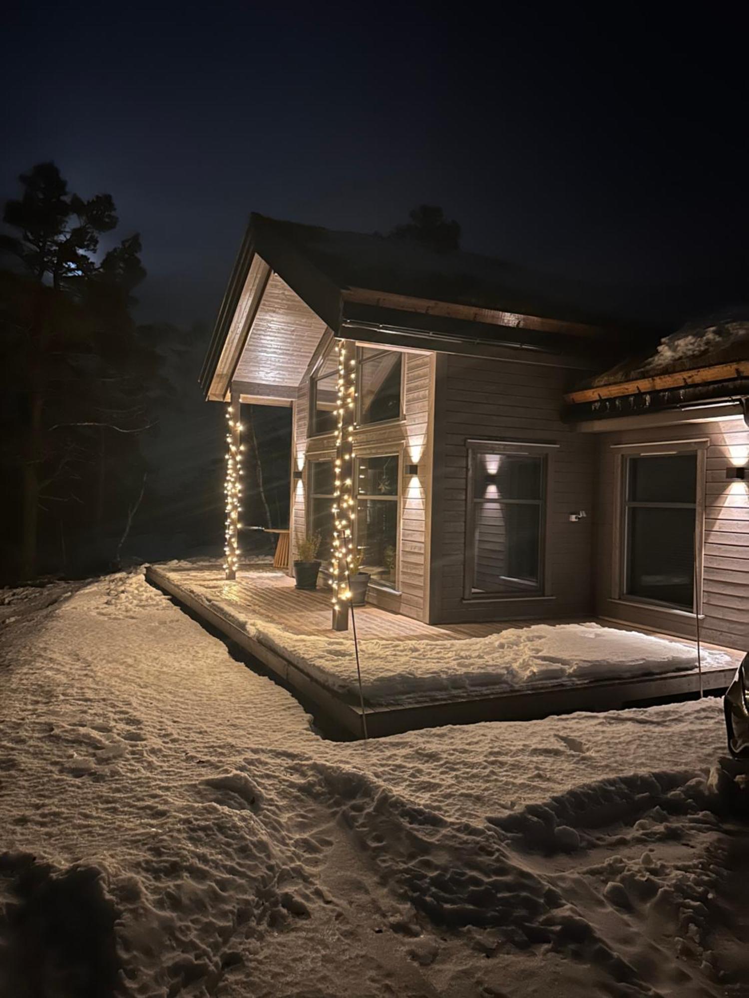 Modern Northern Lights Cabin Drangedal Екстер'єр фото